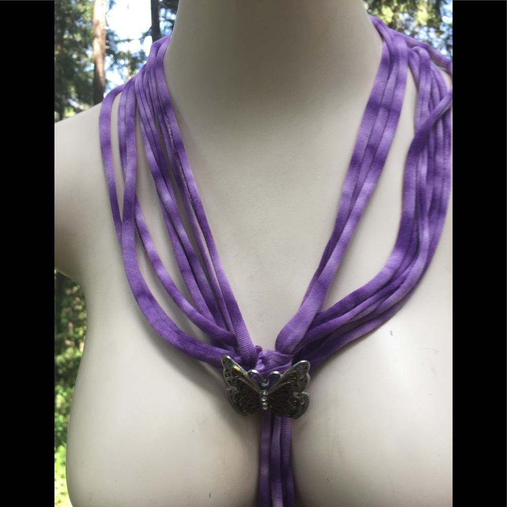 Kreativekristen upcycle purple T-shirt necklace,free shipping always ,HP24and 25 - Picture 3 of 8